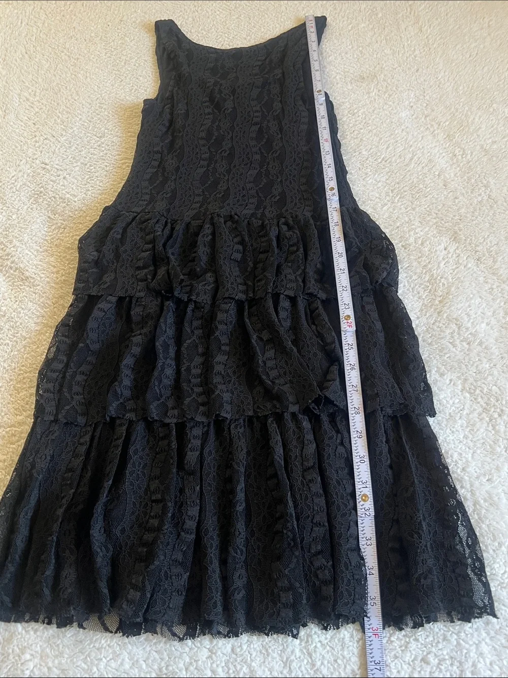 Free People Black Lace Tiered Dress Romantic Goth Whimsigoth S